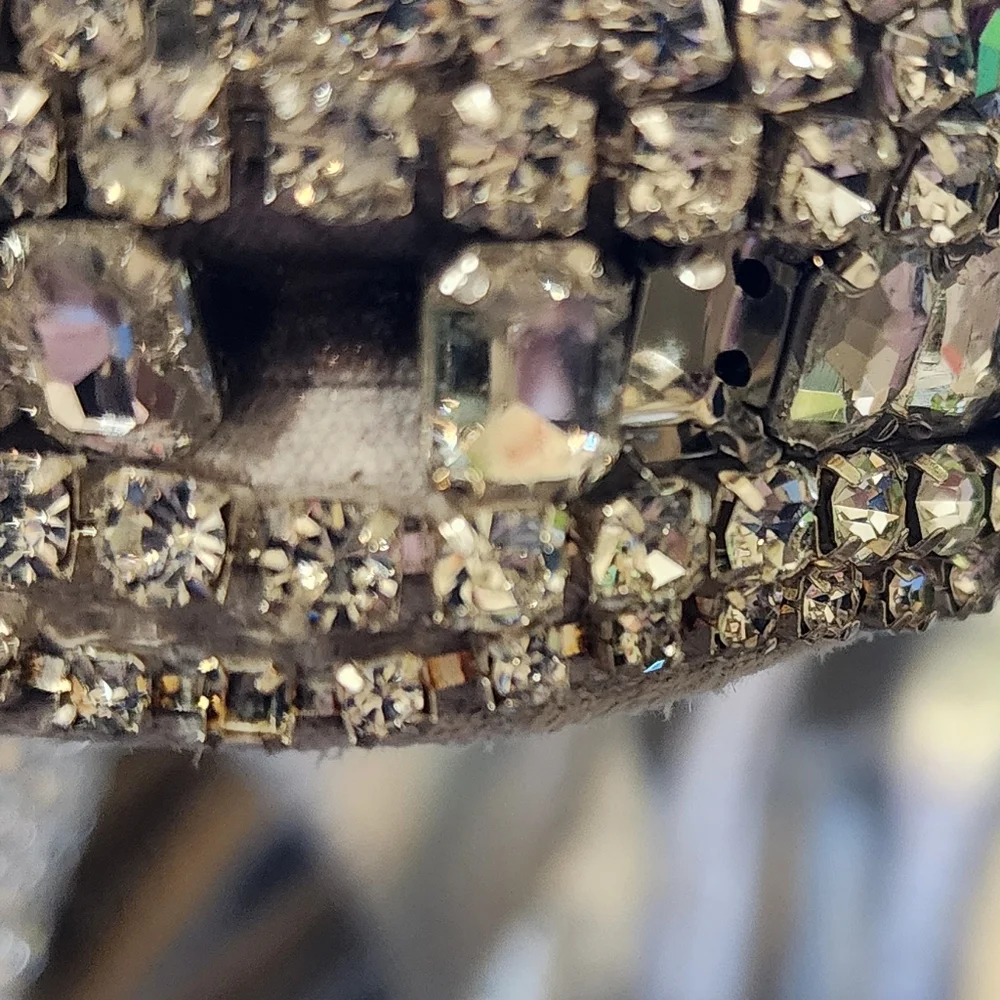 Azalea Wang Grizzled Rhinestone Ankle Cuff Sandal **Missing Stones Shown**As Is* - Picture 7 of 7